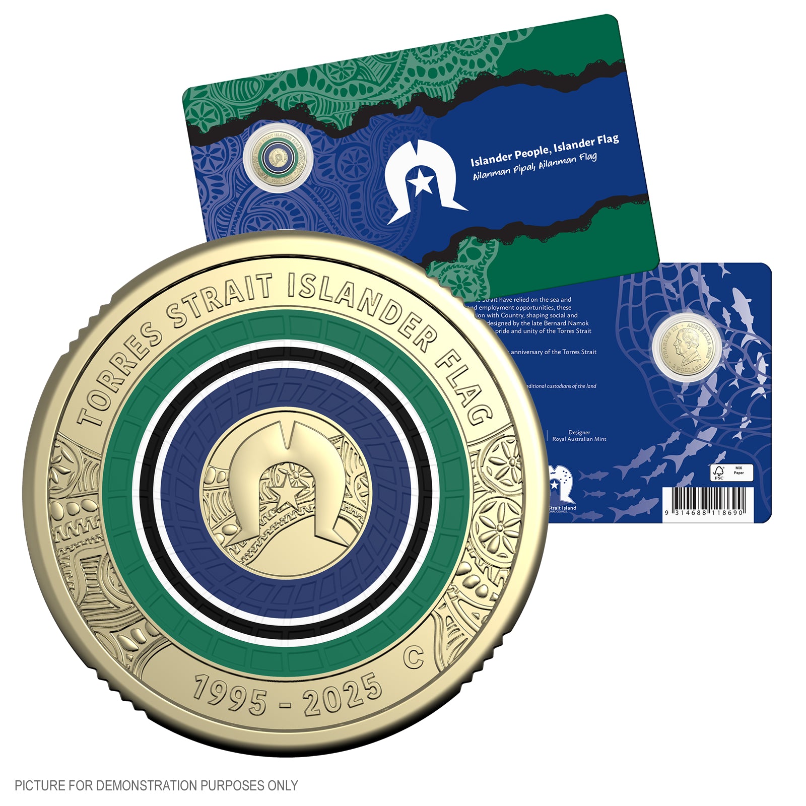 2025 RAM $2 'C' Mintmark Carded Coin - 30th Anniversary Torres Strait Islander Flag